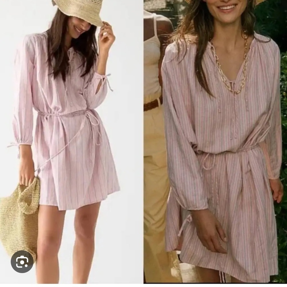 J.Crew Alma pink striped mini dress boho beach NWT SIZE M-L